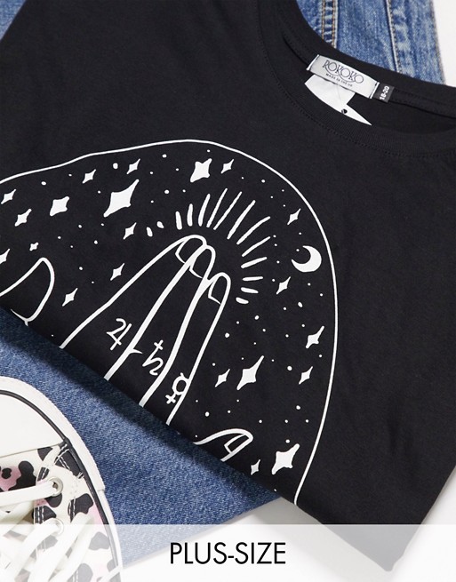 Rokoko Plus oversized t-shirt with zodiac celestial graphic