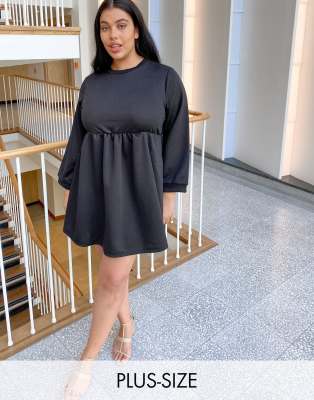 plus size black smock dress