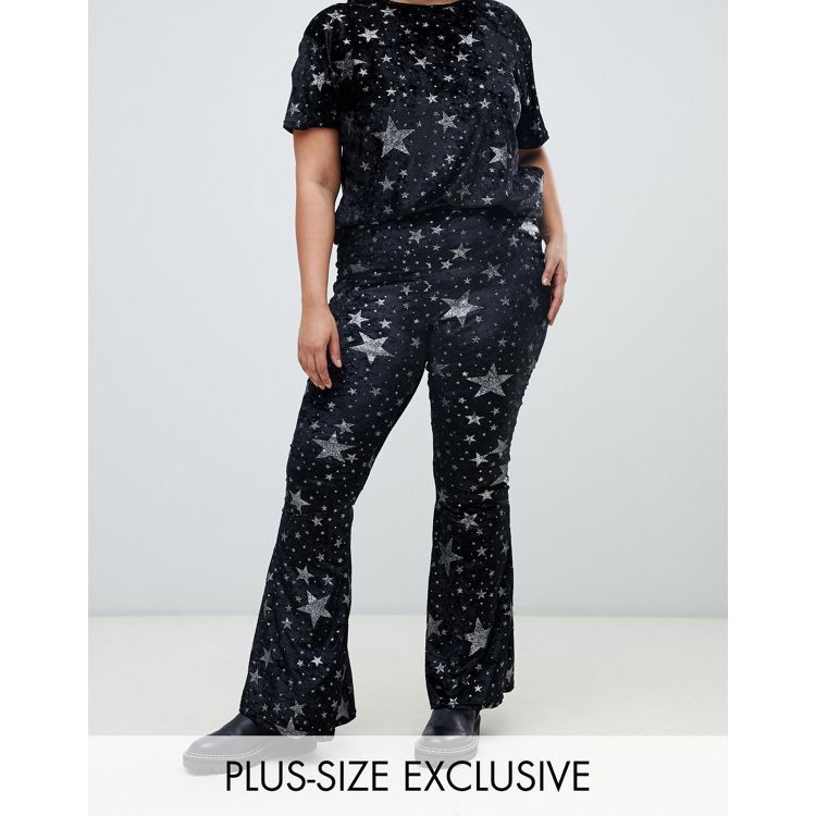 Rokoko flared trousers in black velvet, ASOS