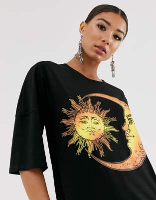 sun and moon t shirt dress