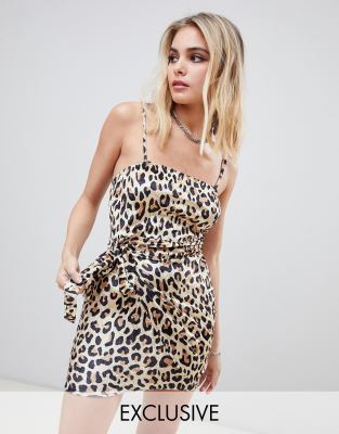 leopard square neck dress