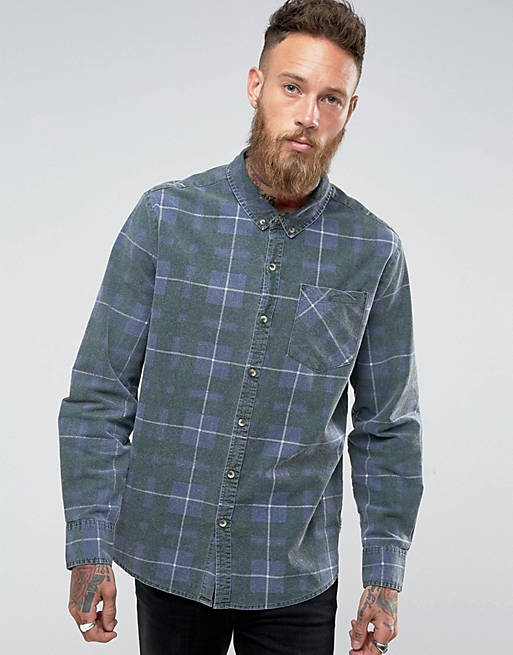 Rollas Tradie Check Shirt Green and Navy | ASOS