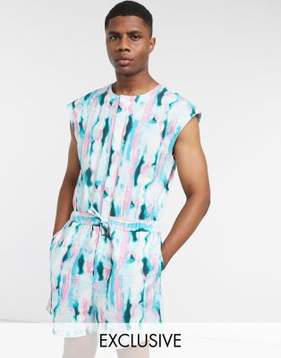 Ромпер с принтом тай-дай ASOS MADE IN KENYA-Зеленый цвет