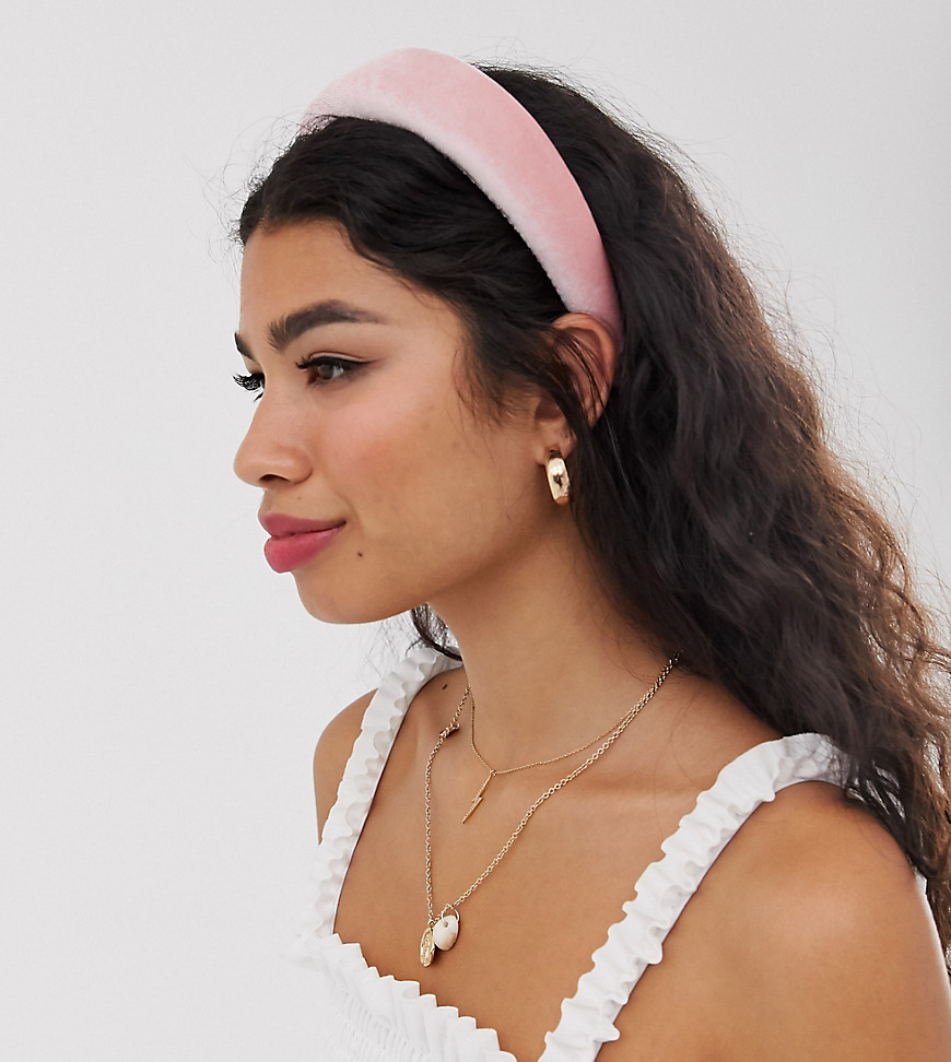 Rosa foret hårbånd i fløjl fra DesignB London-Pink