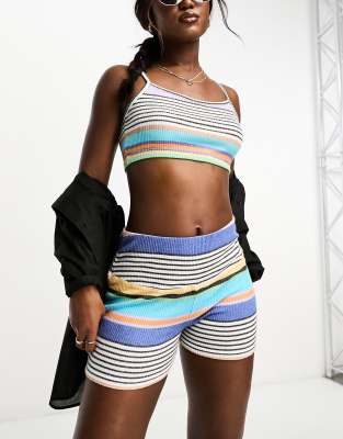 ROXY ANTHRACITE GOOD VIBRATION BEST TIME OF DAY KNIT SHORT IN STRIPE - PART OF A SET-MULTI