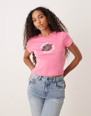 Roxy Beach Love Cropped T-shirt In Pink