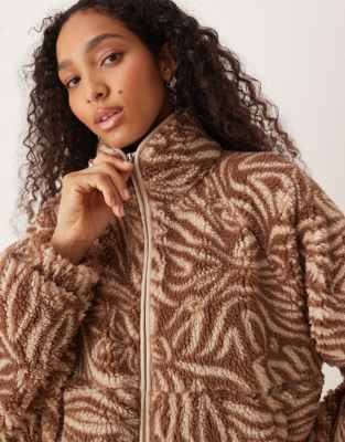 Roxy Blurry Cloud - Polaire Femme Sherpa Loose Full Zip Beige S - Matière Recyclée Douce Et Chaleureuse