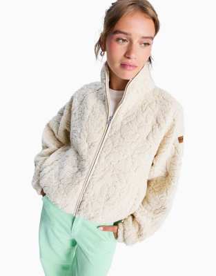 Roxy - Blurry Cloud - Relaxed Fit Fleece-Jacke in Pergament mit Reißverschluss-Neutral