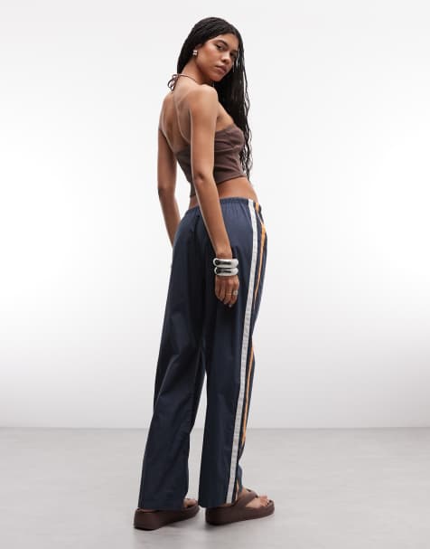Roxy - Broek met rechte pijpen en zijstreep in indigo - view 1