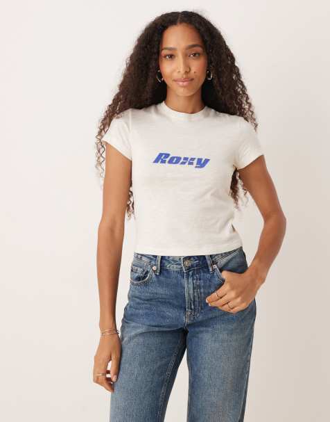 Roxy – Chloe Kim – Knapp geschnittenes T-Shirt in Whisper White - view 1