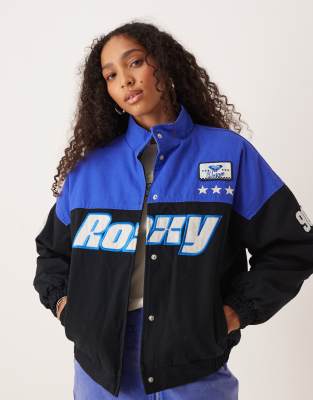 Roxy - Chloe Kim - Relaxed-Fit-Bomberjacke im Motor-Stil, in True Black-Schwarz