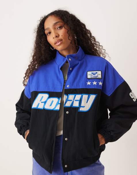 Roxy – Chloe Kim – Relaxed-Fit-Bomberjacke im Motor-Stil, in True Black - view 1