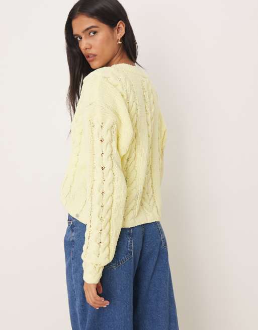 Roxy - Chloe - Pull court en maille torsadée - Jaune, 4 de 4