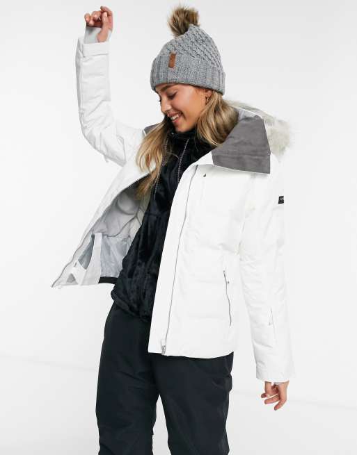 Allemaal virtueel peper Roxy Clouded ski jacket in white | ASOS