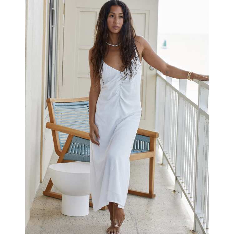 roxy white beach dress Roxy featuring Kelia Moniz Beach Soiree beach maxi summer dress in white
