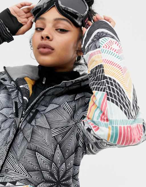 Roxy Frozen Flow ski jacket in multi print ASOS