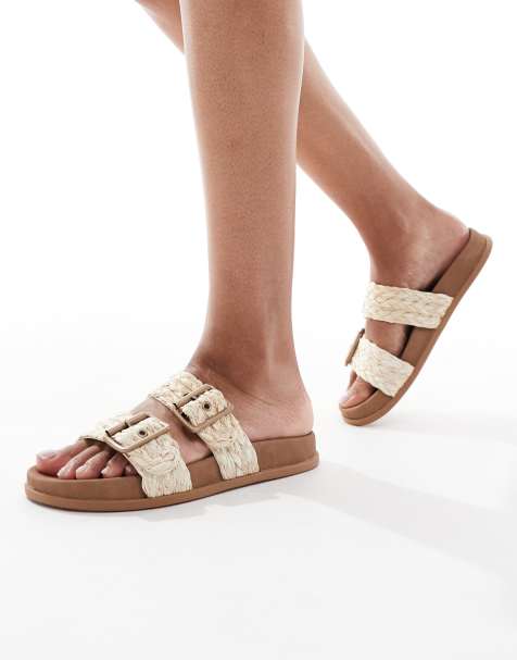 Roxy Into summer slide sandals in natural - view 1