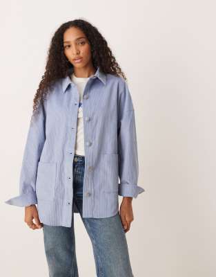 Roxy Kick Back Washed Cord Button Down Shirt Jacket In Blue