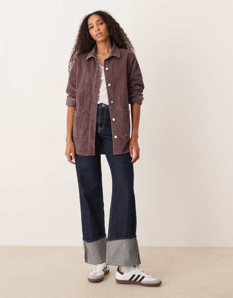 Roxy Kick back washed cord button down shirt jacket in huckleberry - view 1