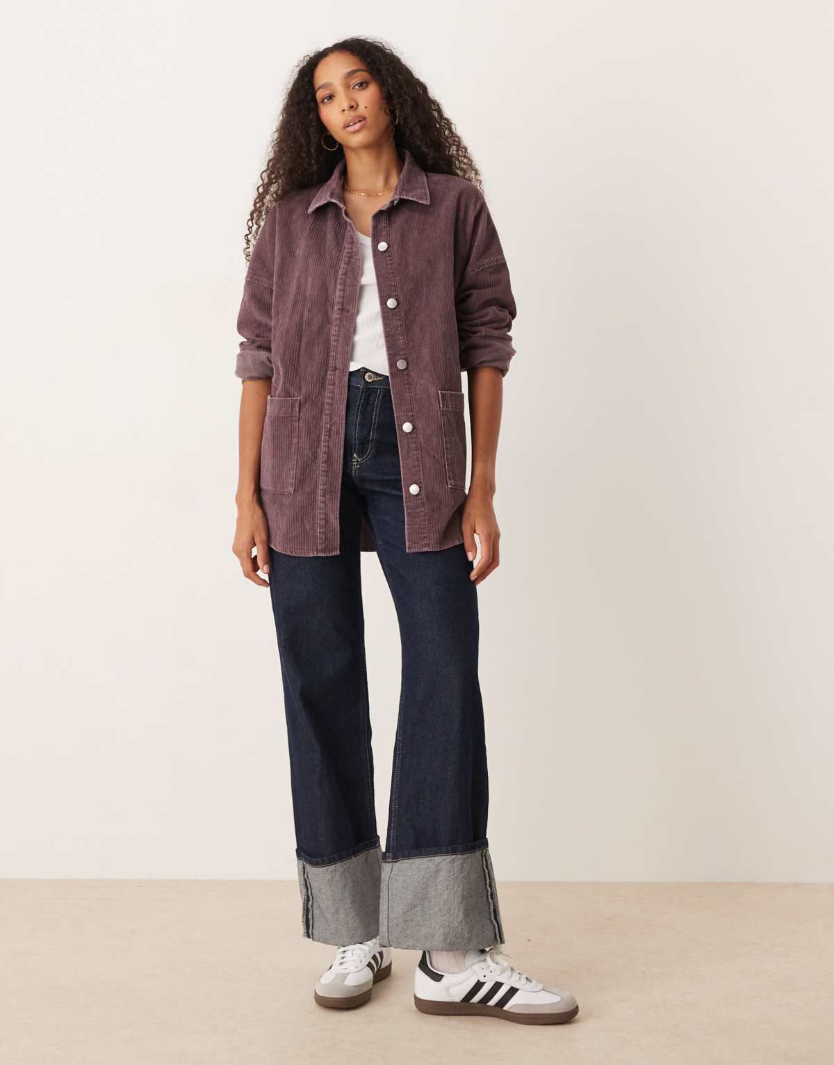 Roxy Kick back washed cord button down shirt jacket in huckleberry