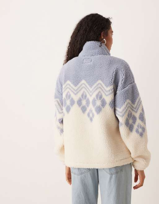 Roxy – Mountain Story – Regular-Fit-Sweatshirt aus Fleece in Reiherweiß mit kurzem Reißverschluss, 4 von 4