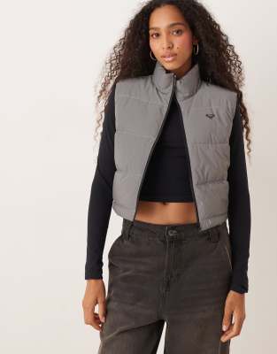 Roxy Move Free Puffy Puffy Waistcoat In Grey