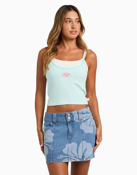 Roxy Never too late  vest top in coconut milk regular stripe ho - view 1