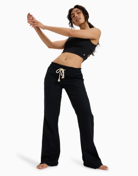 Roxy Oceanside flared trousers in true black