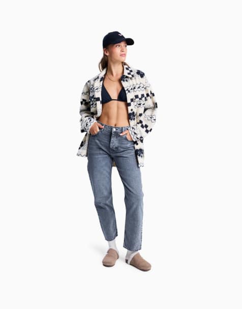 Roxy Patti straight mid grey straight jeans in mid grey - view 1
