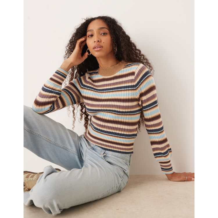 Roxy Playa morning long sleeve cropped jumper in sky blue | ASOS