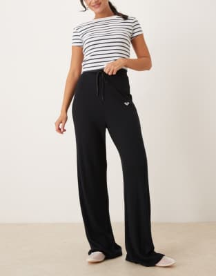 ROXY - Rise & Vibe New - Gerippe, weit geschnittene Sporthose in Anthrazit-Schwarz