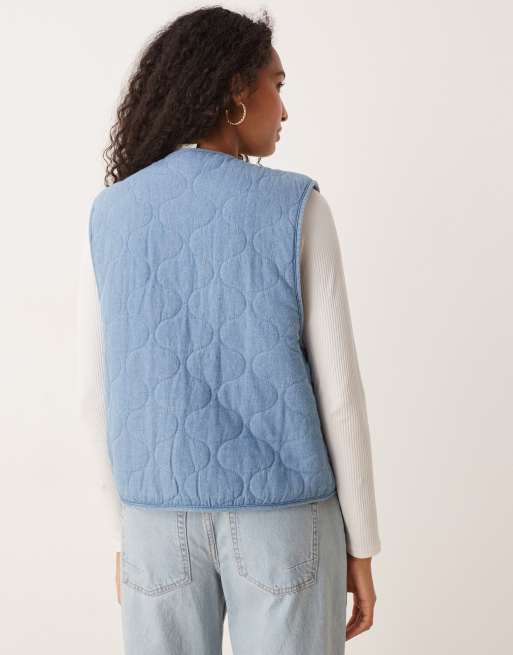 Roxy Simply lucky reversible waistcoat sherpa lined denim jacket