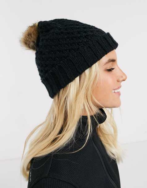 Roxy – Snow Blizzard – Schwarze Strickmütze mit Bommel