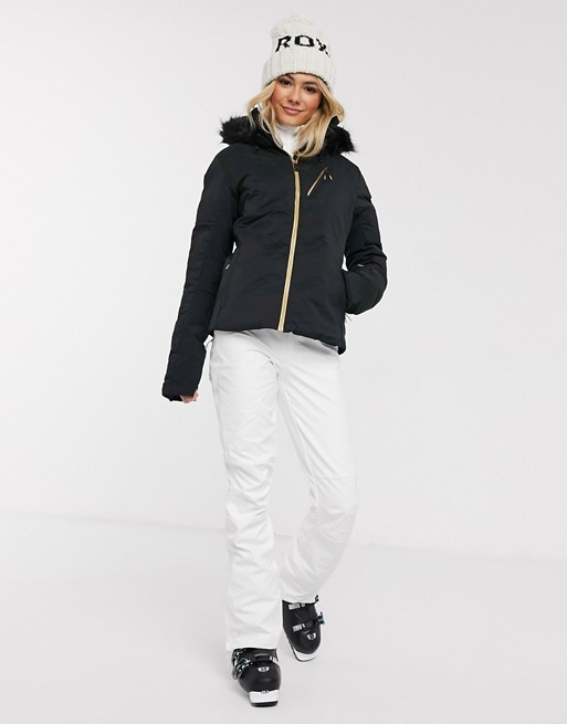 Roxy Snow Snowstorm puffer ski jacket in quilted black