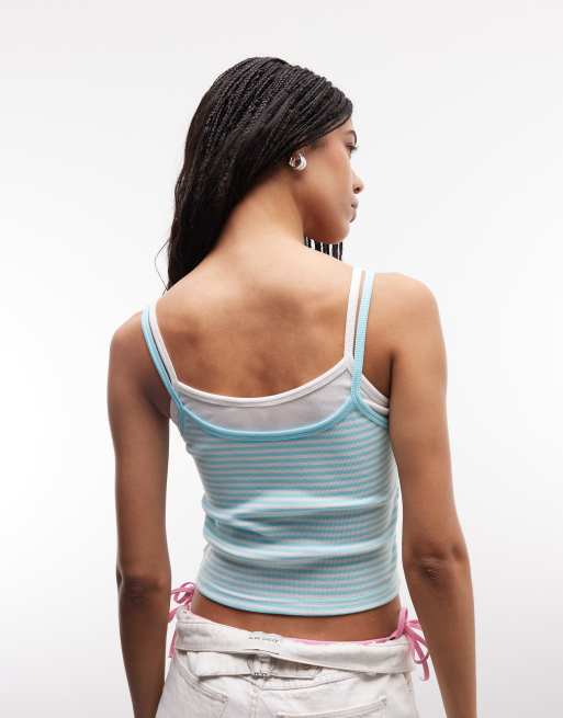 Roxy stripe beach cami top in light blue stripe, 4 of 4