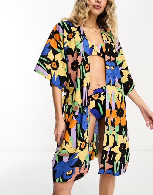 Roxy Sunny Moment beach cover up in floral print