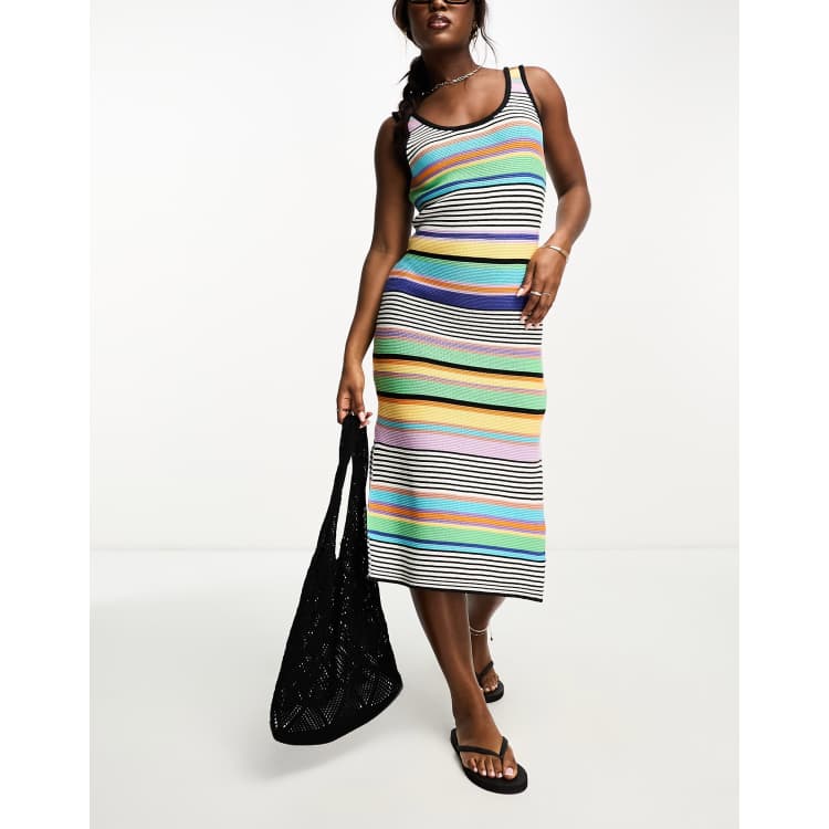 Multi-Stripe Boho Maxi Dress