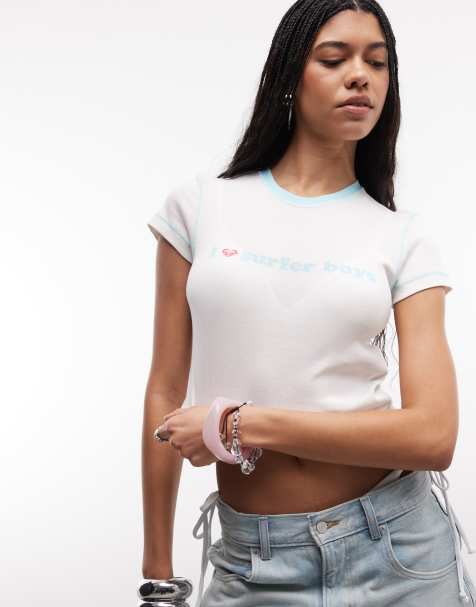Roxy – Surfer Boy – Vit, liten t-shirt för stranden - view 1