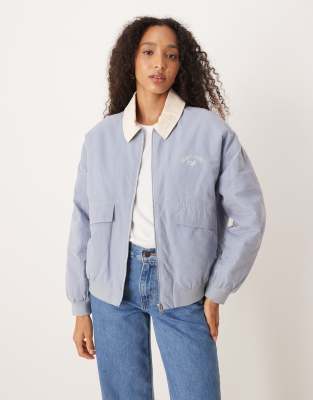 Roxy Sweet Talk Cotton Canva Aviator Jacket In Blue