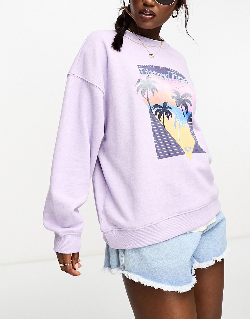 Roxy Take Your Place Oversized Sweatshirt In Lilac-purple