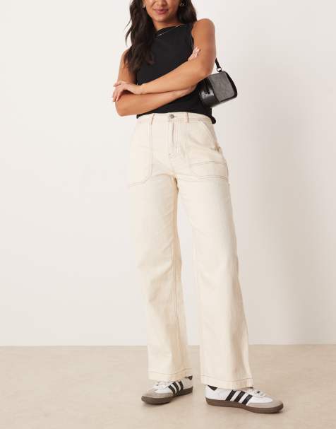 Roxy Vibrant air carpenter trousers in parchment
