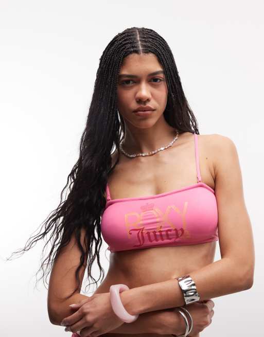 Roxy X Juicy Couture - Bandeau-bikinitopje in roze, 2 van 5