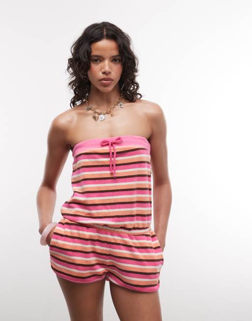 Roxy x Juicy Couture - Combishort bandeau à rayures - Rose, 7 de 7