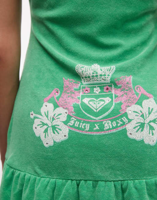 Roxy X Juicy Couture - Robe bandeau en velours - Vert moyen, 8 de 8