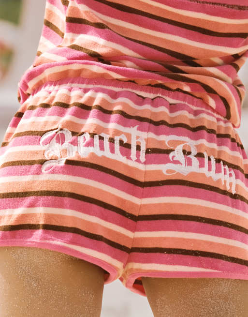 Roxy X Juicy Couture – Różowy krótki kombinezon z dekoltem bandeau w paski, 3 z 7