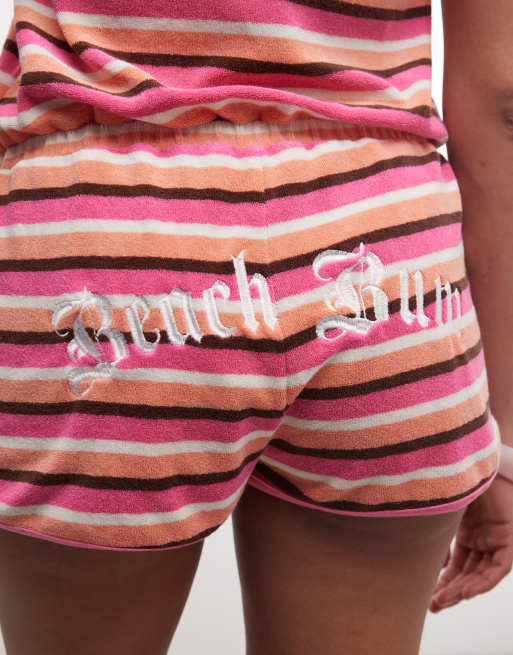 Roxy X Juicy Couture – Różowy krótki kombinezon z dekoltem bandeau w paski, 5 z 7