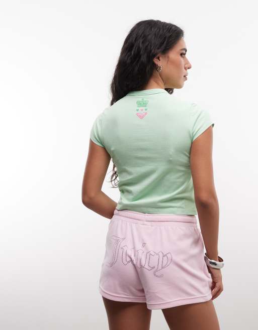 Roxy X Juicy Couture - T-shirt mini verde chiaro, 8 di 8