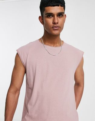 фото Розовато-лиловая футболка без рукавов с необработанными краями brave soul-фиолетовый цвет