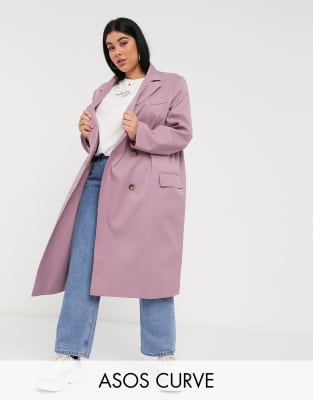 фото Розовато-лиловое пальто из крепа asos design curve-розовый asos curve