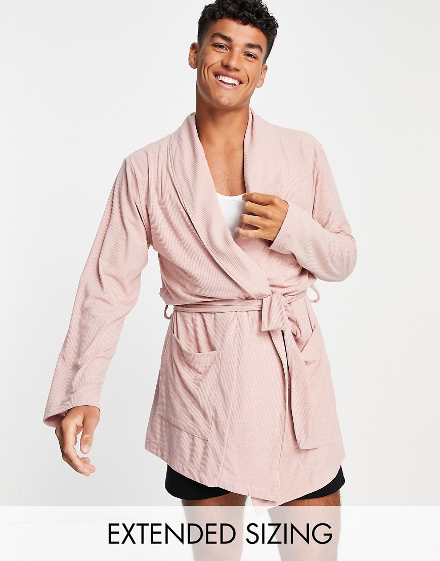 фото Розовато-лиловый халат в рубчик от комплекта asos design-розовый цвет
